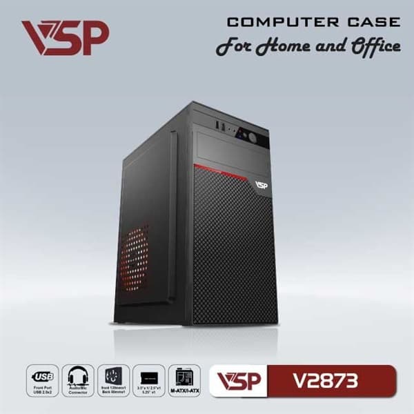 Case Văn Phòng VSP 2873 (mATX) - Đen